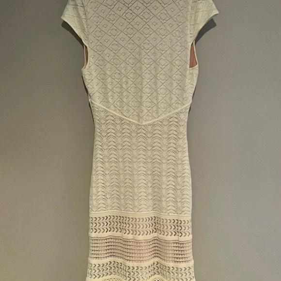 Catherine Malandrino Ivory Pointelle Knit Dress | L - Picture 9 of 11